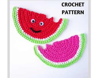 CROCHET PATTERN Watermelon Coaster, Applique, Table Decor, Embellishment