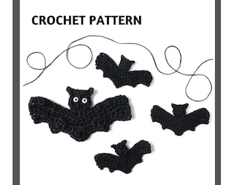 CROCHET PATTERN Bat Applique, Halloween Decor Embellishment