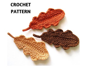 Crochet Pattern Oak Leaf, Applique, Fall, Autumn