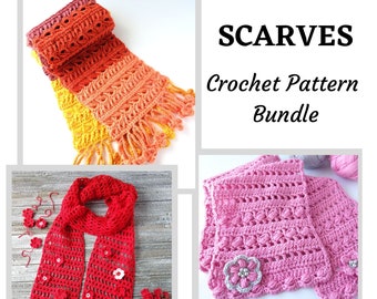 Crochet Pattern Bundle Scarves - 3 Patterns