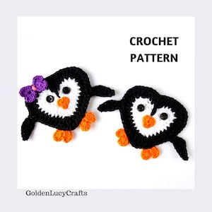 Crochet Pattern Penguin Applique Motif Embellishment