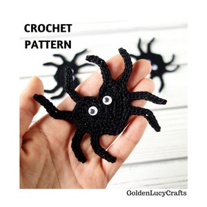 Crochet Pattern Spider Applique, Heart-Shaped Spider, Crochet Halloween Decoration, Embellishment