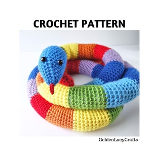 Crochet Pattern Snake Toy Amigurumi, Rainbow Snake