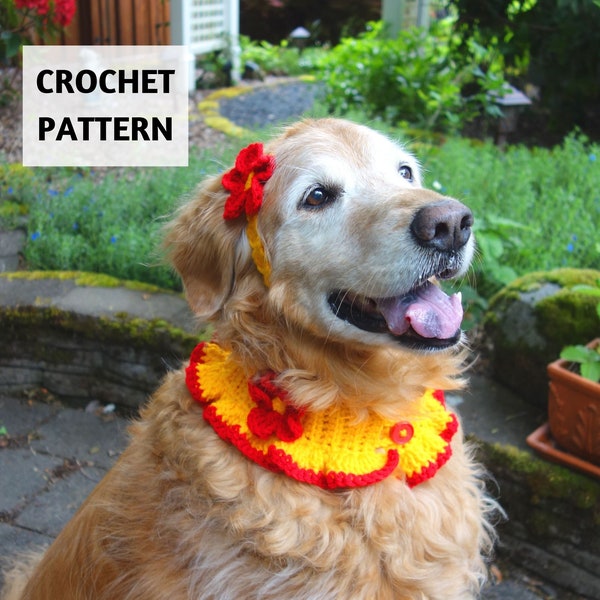 CROCHET PATTERN Cute Dog Collar, Headband, DIY Pet Accessories, Pet Gift
