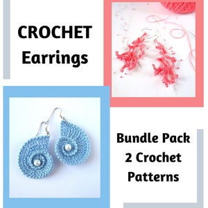 Crochet Earrings PATTERN Bundle Pack, Coral Earrings, Seashell Earrings, Crochet Jewelry, DIY