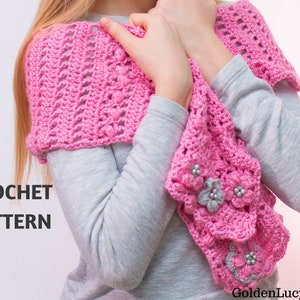 CROCHET PATTERN Women's Scarf  Spring Blossom Lacy Pink