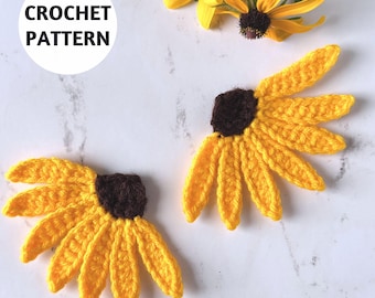 CROCHET PATTERN Black Eyed Susan Flower Applique