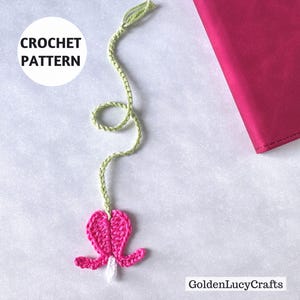 CROCHET PATTERN Bleeding Heart  Flower Bookmark