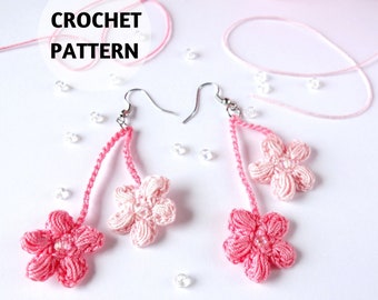 CROCHET PATTERN Cherry Blossom Earrings Crochet Jewelry