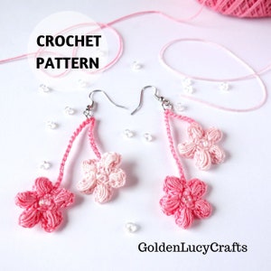 CROCHET PATTERN Cherry Blossom Earrings Crochet Jewelry