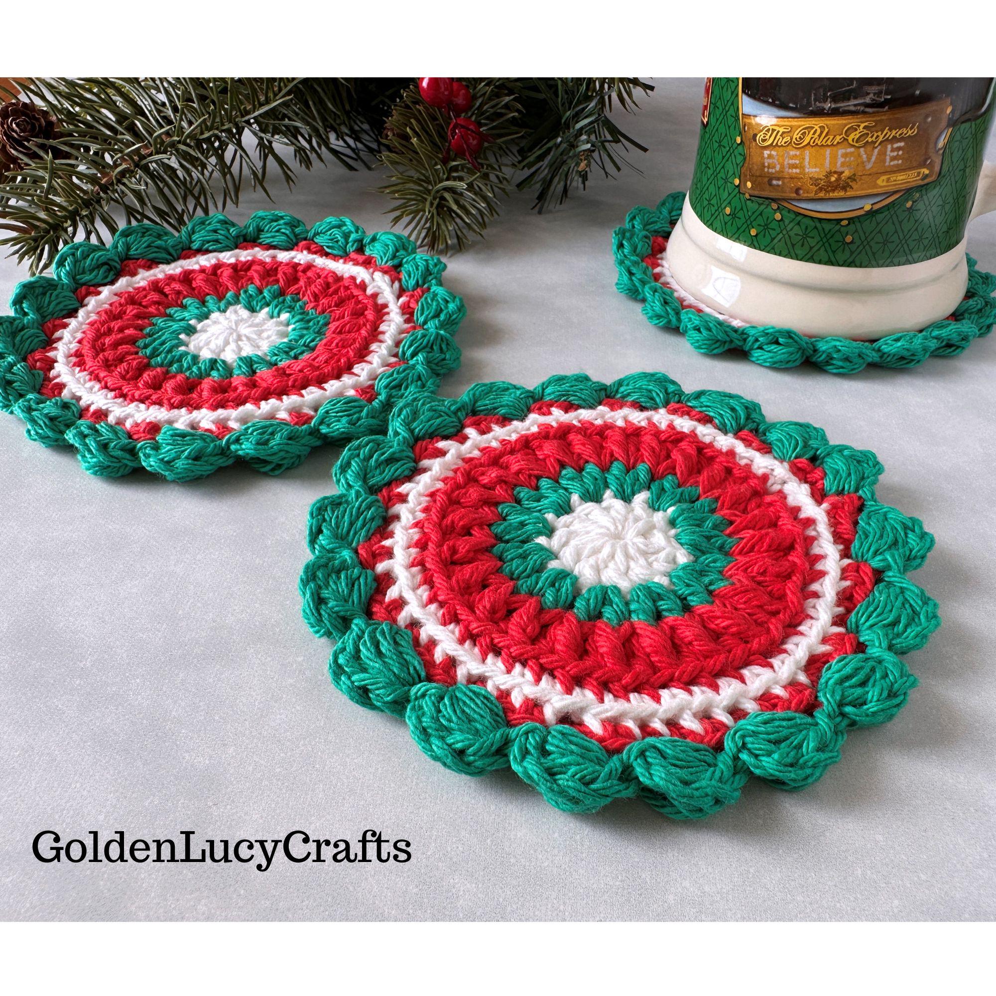 39 Christmas Coaster Crochet Patterns for Festive Table Decor, Gifts, and Cozy Holiday... 28 Crochet Pattern Christmas Coaster