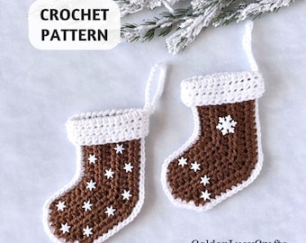 CROCHET PATTERN Mini Gingerbread Stocking | Christmas Decoration