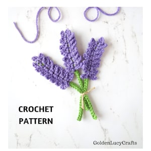 CROCHET PATTERN Lavender Applique, Flower, Motif, Embellishment image 1