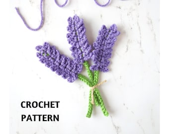 CROCHET PATTERN Lavender Applique, Flower, Motif, Embellishment