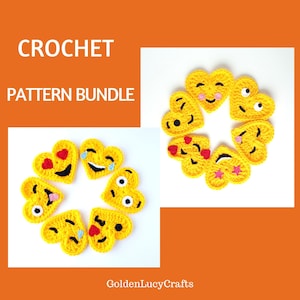 CROCHET PATTERN BUNDLE Heart Faces, 2 Sets, Valentine's Day, Gift, Embellishment, Applique