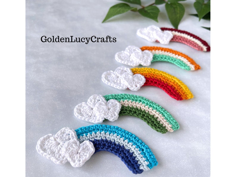 CROCHET PATTERN Rainbow Applique Heart Cloud image 5