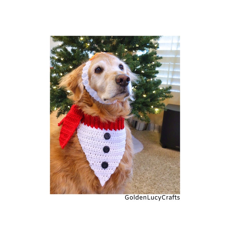 CROCHET PATTERN Snowman Dog Bandana Headband Christmas DIY Pet Accessories image 4