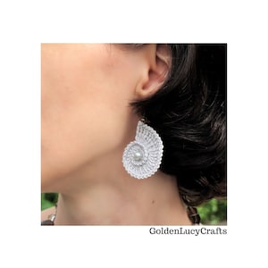 Crochet PATTERN Sea Shell Earrings, Summer, Beach Wedding, Ocean Theme, Bridal Earrings image 5