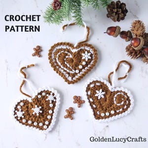 CROCHET PATTERN Gingerbread Heart Christmas Ornament