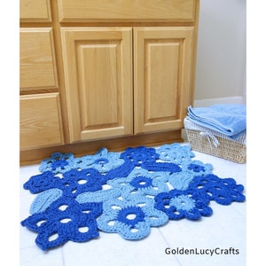 CROCHET PATTERN Flower Rug Made from Motifs Home Bathroom Decor image 3