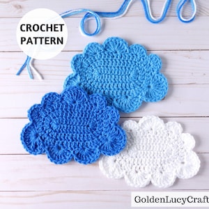 CROCHET PATTERN Large Cloud Applique, Coaster, Motif, Embellishment