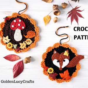 CROCHET PATTERN Fall Ornament Autumn Mushroom Fox