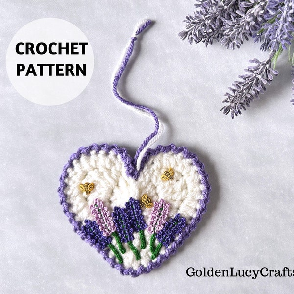 CROCHET PATTERN Lavender Heart Ornament