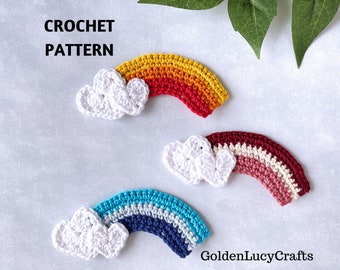 CROCHET PATTERN Rainbow Applique Heart Cloud