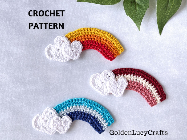 CROCHET PATTERN Rainbow Applique Heart Cloud image 1