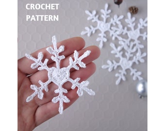 CROCHET PATTERN Heart Snowflake Ornament Christmas Valentine's Day Decoration Applique Motif