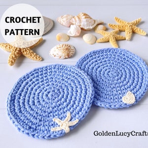 CROCHET PATTERN Coaster, Ocean Theme, Sea Motifs, Summer, Table, Kitchen Decor