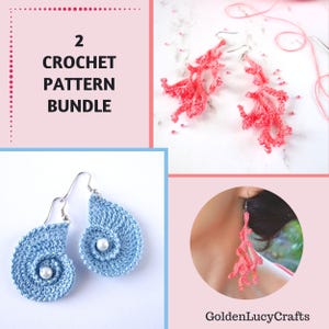 Crochet Earrings Pattern Bundle, Coral and Seashell Designs (PDF)
