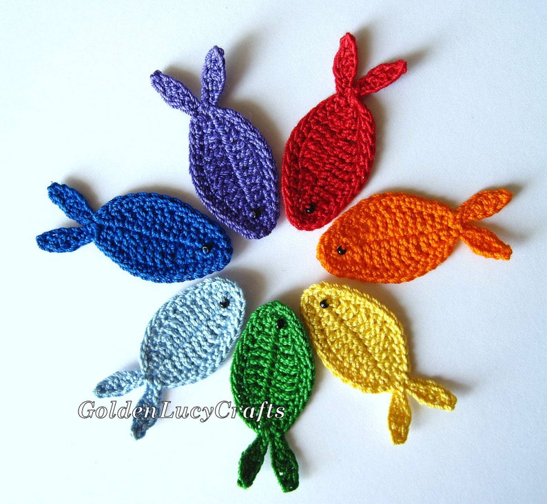 CROCHET PATTERN Fish and Seaweeds Applique Sea Motif Ocean Theme Embellishment image 2