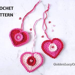 CROCHET PATTERN Heart Valentine's Day Applique Ornament