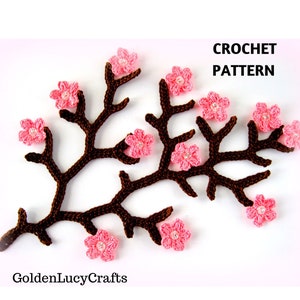 CROCHET PATTERN Cherry Branch, Crochet Applique, Motif