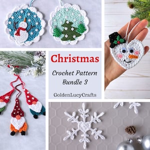 CROCHET PATTERN Bundle #3 Christmas Ornament Applique Motif Embellishment