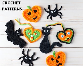 CROCHET PATTERN PACK #1 Halloween Applique Motif Embellishment