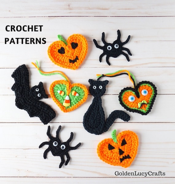 CROCHET PATTERN PACK #1 Halloween Applique Motif Embellishment