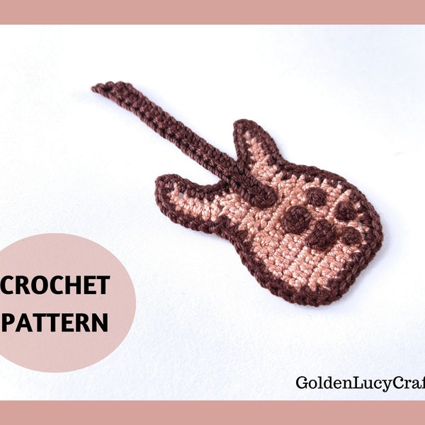 CROCHET PATTERN Electric Guitar Applique Motif