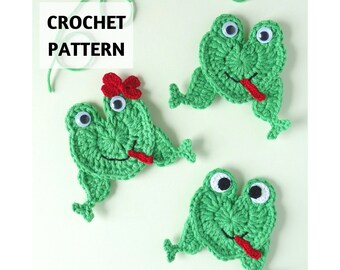 CROCHET PATTERN Frog Applique, Heart-Shaped Frog, Embellishment