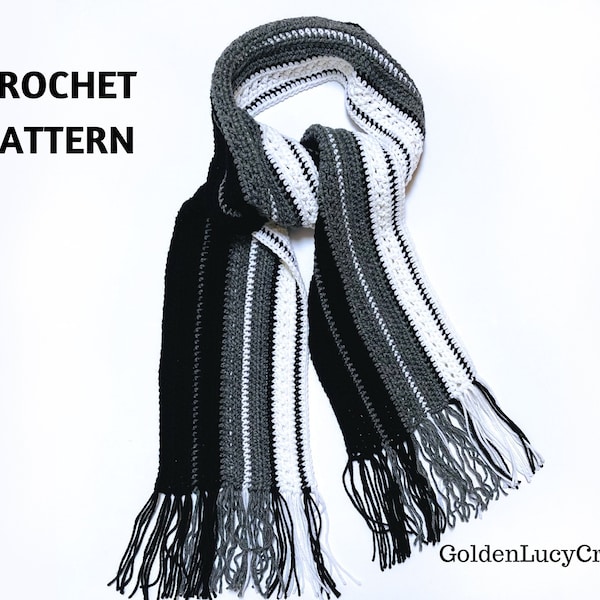 CROCHET PATTERN Men's Scarf Monochromatic Scarf Gift for Him