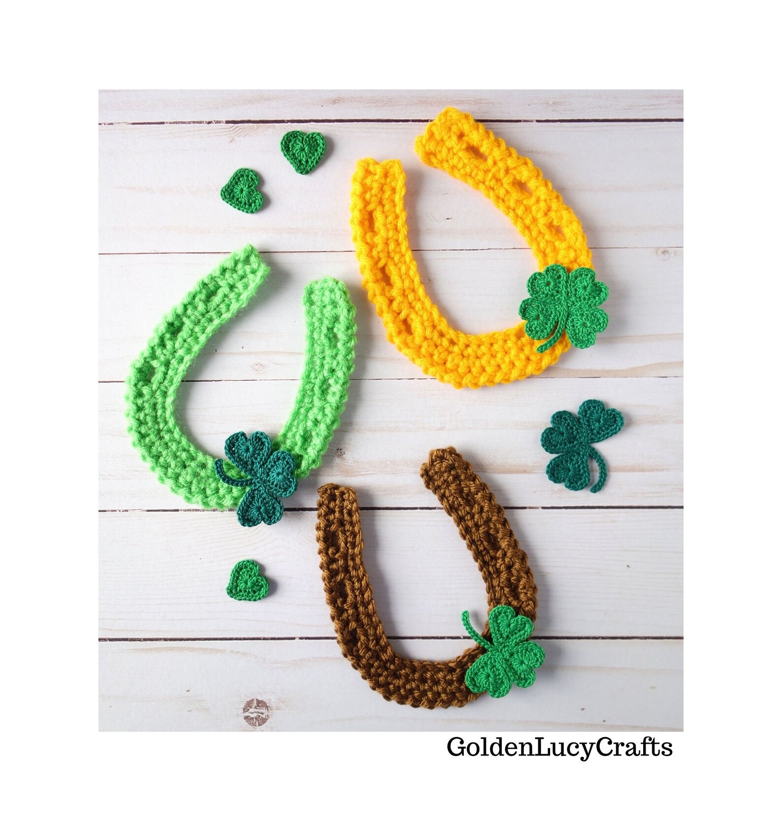 Crochet PATTERN Horseshoe Applique Shamrock Lucky Clover Etsy