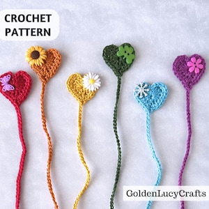 CROCHET PATTERN Heart Bookmark