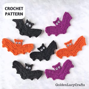 CROCHET PATTERN Bat Applique, Halloween Decor Embellishment