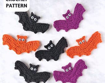 CROCHET PATTERN Bat Applique, Halloween Decor Embellishment