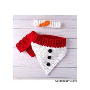 CROCHET PATTERN Snowman Dog Bandana Headband Christmas DIY Pet Accessories image 2