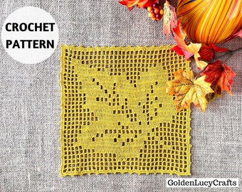 CROCHET PATTERN Filet Maple Leaf Square Doily Motif