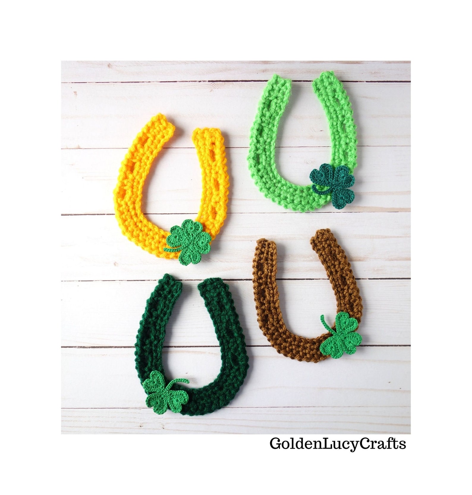 Crochet PATTERN Horseshoe Applique Shamrock Lucky Clover Etsy