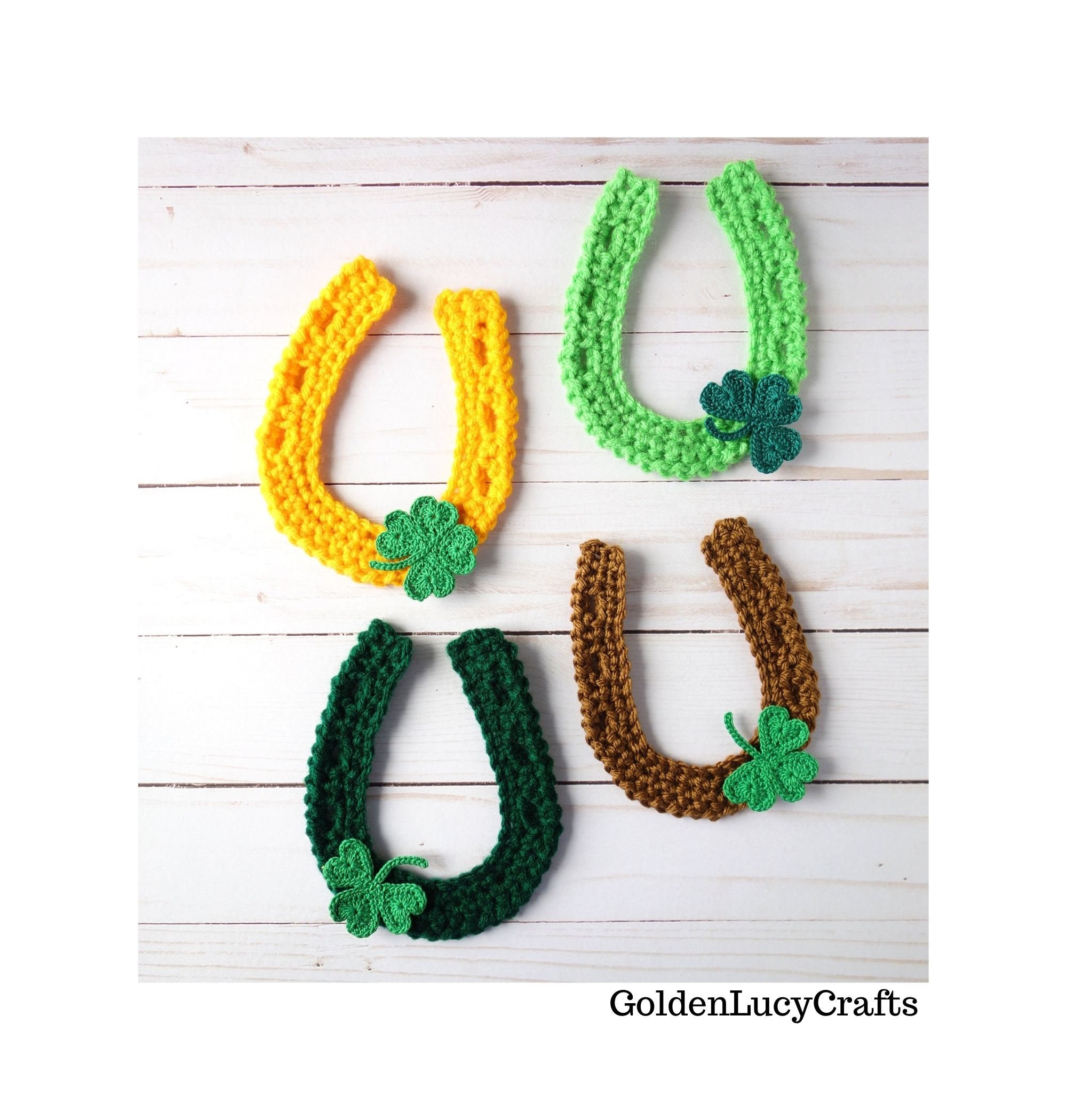 Crochet Shamrock and Lucky Clover Appliques - GoldenLucycrafts
