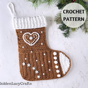 CROCHET PATTERN  Gingerbread Christmas Stocking